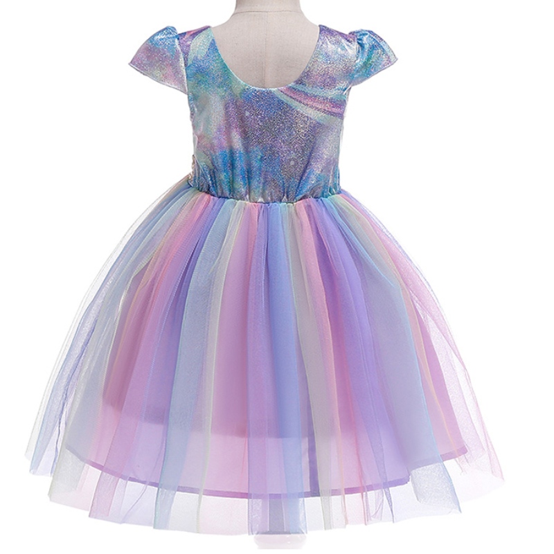 ANSOO OA OEM ODM Hot Selling Unicorn Rainbow Baby Girl Birthday Dresses Cotton Girl Princess Party Dresses For 1-6 Y Girls Tutu