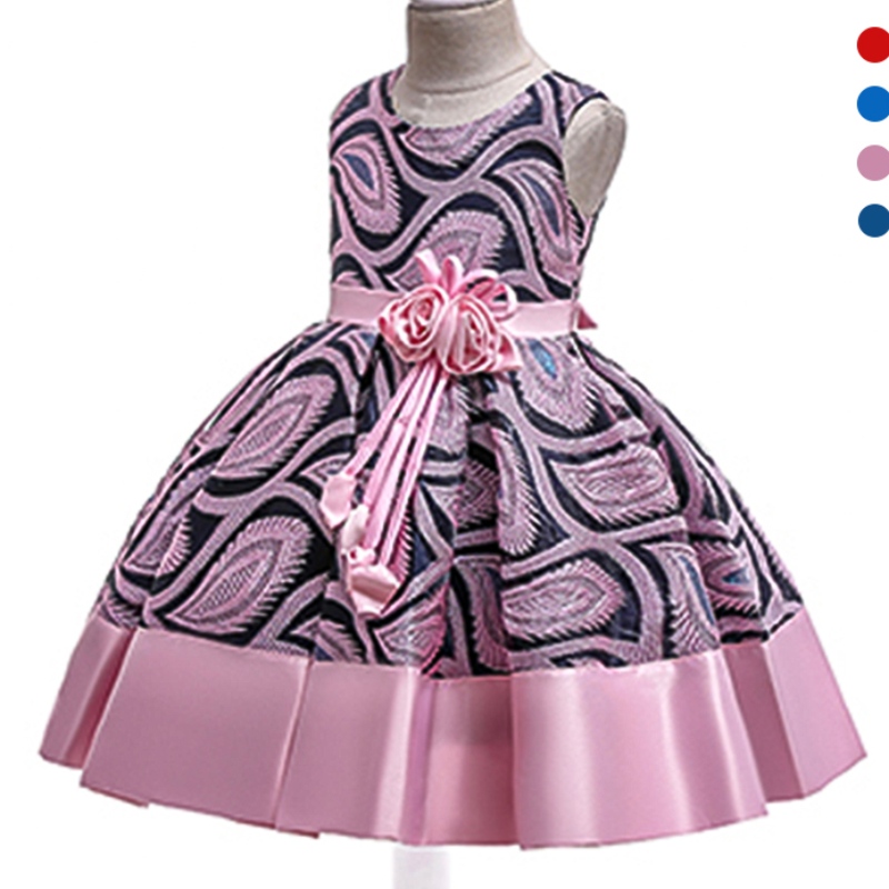 ANSOO JUL PRINCESS GIRLAR Blomma broderad klänning Elegant Kids Girl Wedding Party Pink Dresses Halloween Girls Clothes