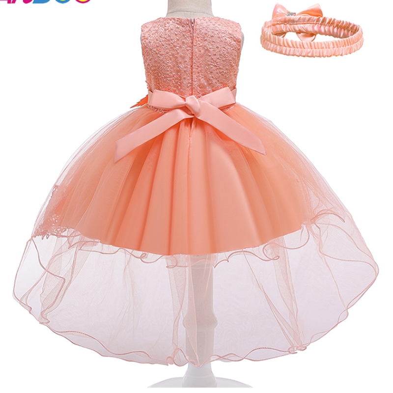 ANSOO European och American Baby Dress Lace Pink Princess släpklänning i 100 dagars fest
