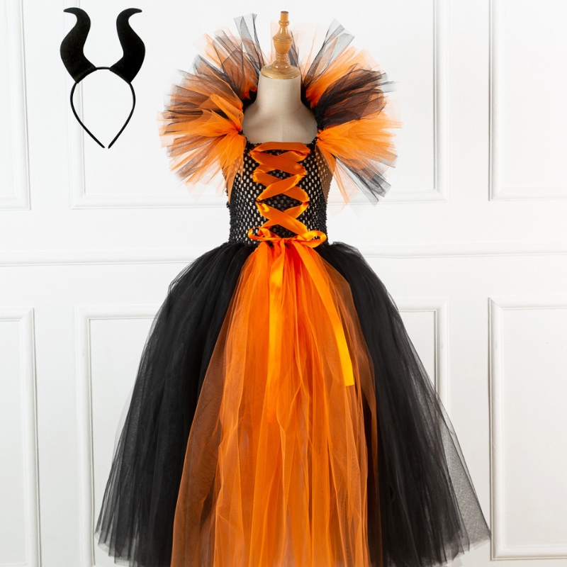 Fancy Tutu klänning för flickor Evil Queen Magic Witch Villain Kids Mal Evie Princess Costume With Headwear