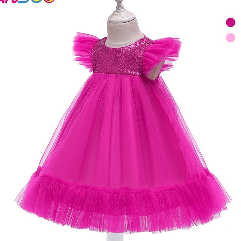 ANSOO European och American Pink Dress Girls \\ Nytt år GASE PRINCESS Dresses för 2-4 år barn