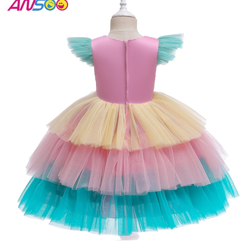 ANSOO Luxury Mermaid Scales Ballet Tutu Kids Girls paljett Princess Halloween Cosplay Costumes Dress for Girl