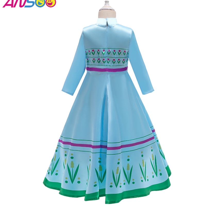 Anso Anna Elsa Princess Costumes for Kids Halloween Christmas Party Cosplay Snow Queen Fancy Dresses Girls Snowflake Prom Gown