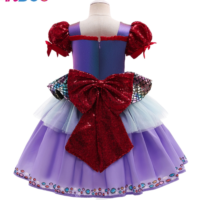 ANSOO AMZDREAMS 2022 NYA FACTORY KIDS PARTY Birthday Clotle Princess Merraid Girl Purple Tutu klänning med pannbandsjagad klänning