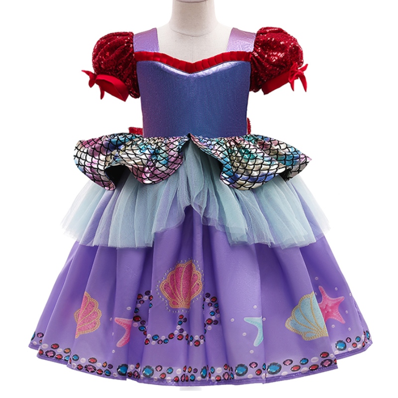 ANSOO AMZDREAMS 2022 NYA FACTORY KIDS PARTY Birthday Clotle Princess Merraid Girl Purple Tutu klänning med pannbandsjagad klänning