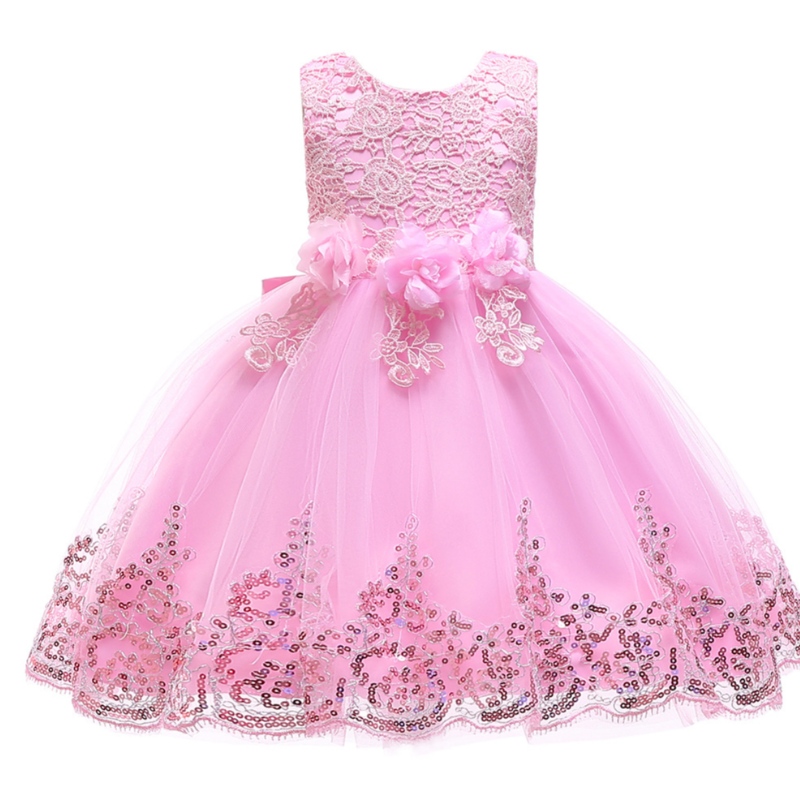 Baby Girl Wedding Dress Lovely Birthday Party Dress Sleeveless Tutu Dresses For Girls 2-12 år gamla