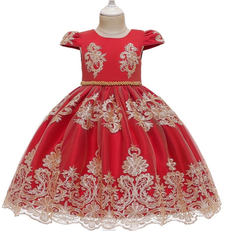 Amazon Hot Sale Baby Princess Dress Gold Lace Dress för 1-3 år gammal baby