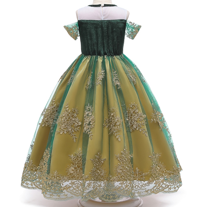 Princess Dance Party Green Dress Anna's Summer Wedding Cute Dress for Girl