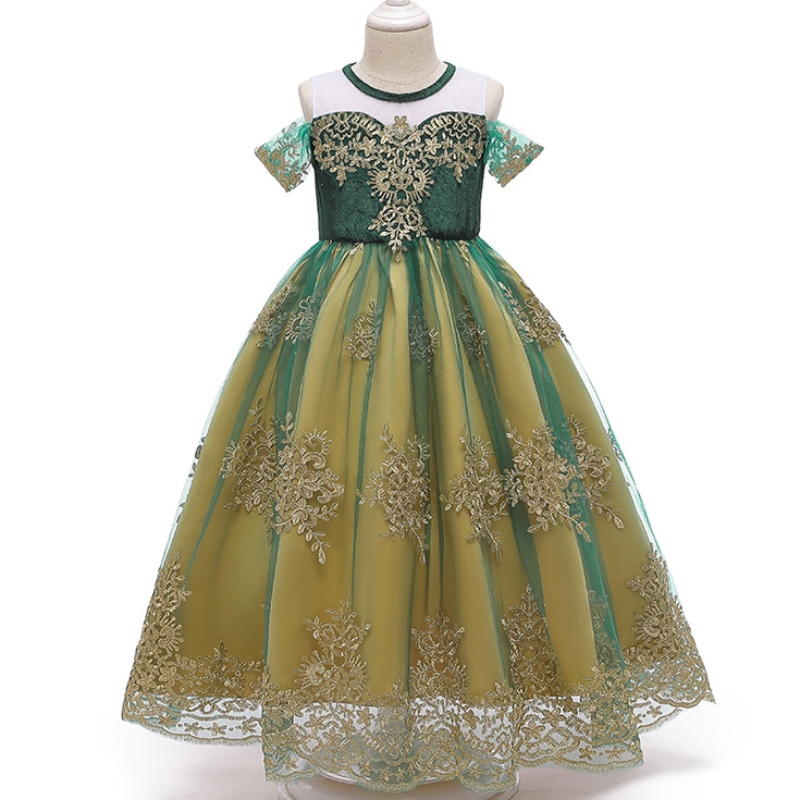 Princess Dance Party Green Dress Anna's Summer Wedding Cute Dress for Girl