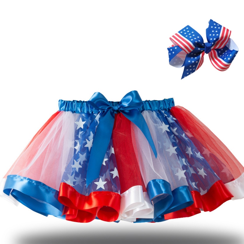 2022 STAR FLAGG Kjol Mesh Tutu kjol Halloween Tutu Costume for Girls