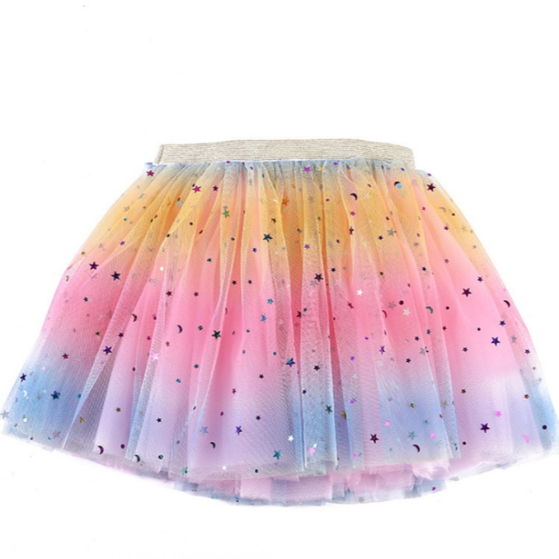 Mesh Performance Kjol Tulle Rainbow Tutu kjol för små flickor