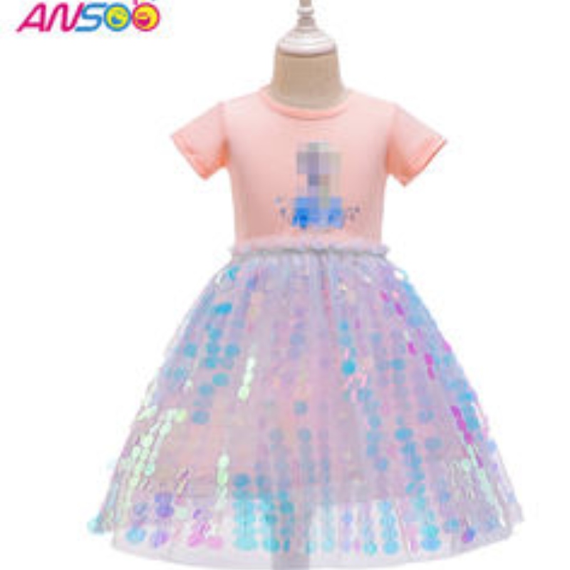 Ansoo klädtillverkare Ice Queen Princess Elsa Wedding Birthday Party Dress