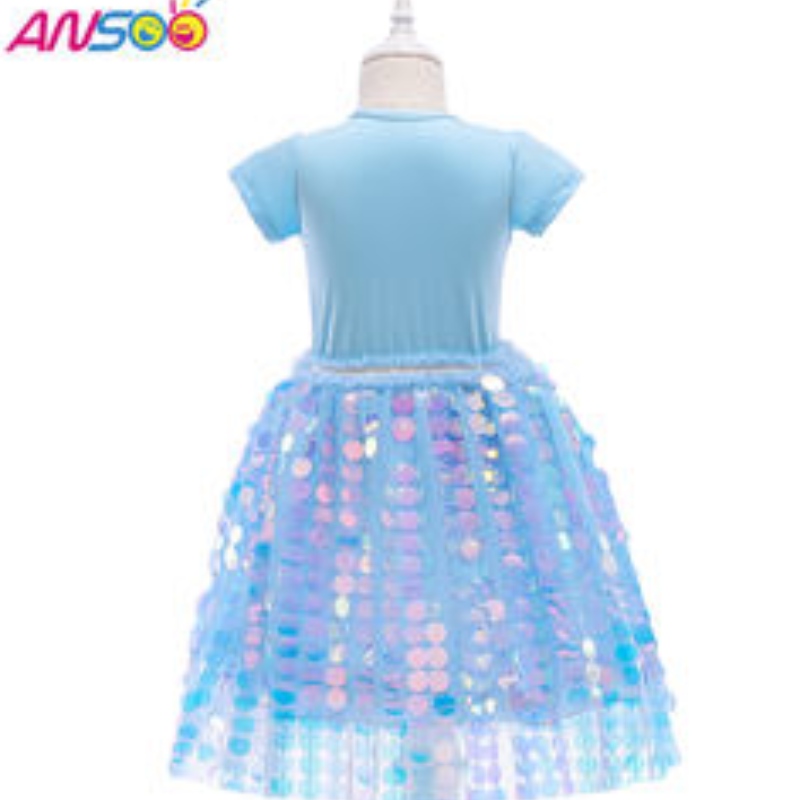 Ansoo klädtillverkare Ice Queen Princess Elsa Wedding Birthday Party Dress