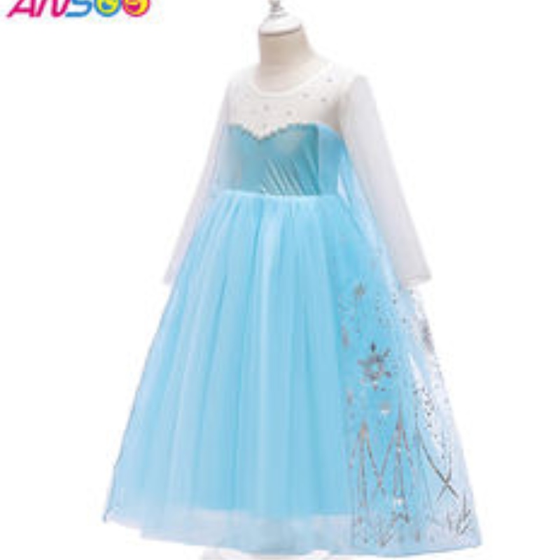 ANSOO 2022 Girls Elsa Princess Dress Costumes For Birthday Party Dress Up Fancy Halloween Cosplay Costume