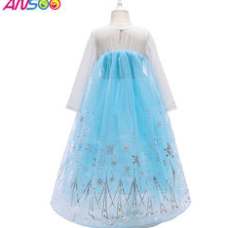 ANSOO 2022 Girls Elsa Princess Dress Costumes For Birthday Party Dress Up Fancy Halloween Cosplay Costume