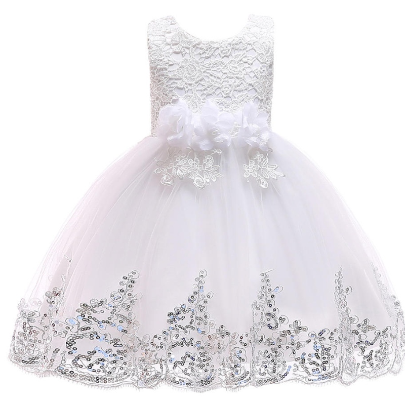 Senaste anpassade barnflickaklänningar Sommar ärmlös tjej Princess Wedding Dress Girl Party Wears Clothing Dress