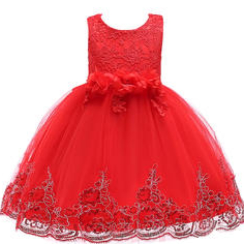 Hot Sales Girl Wedding Dress Lovely Birthday Party Tutu Dresses For Girls 2-12 år gammal ärmlös