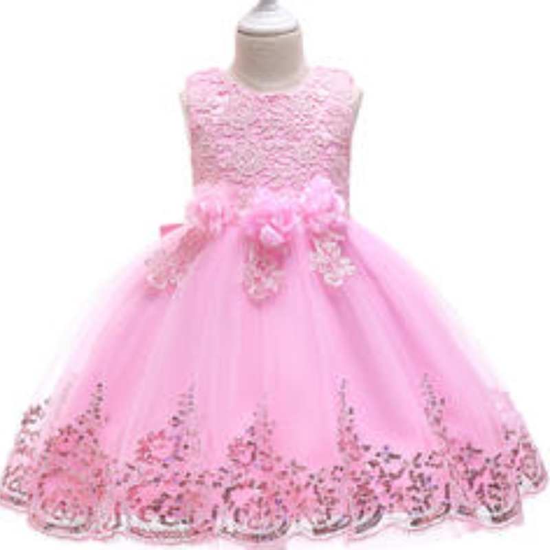 Hot Sales Girl Wedding Dress Lovely Birthday Party Tutu Dresses For Girls 2-12 år gammal ärmlös