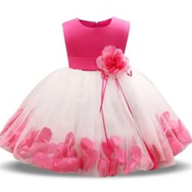 Barn spädbarn flicka blommor kronblad klänning barn brudtärna småbarn elegant klänning vestido infantil formell fest klänning baby kläder