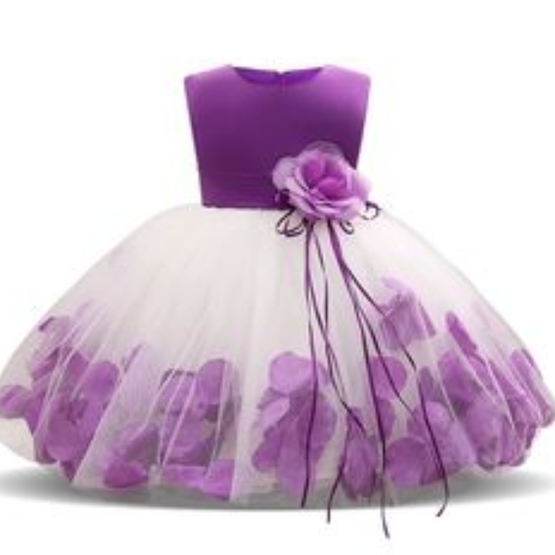 Barn spädbarn flicka blommor kronblad klänning barn brudtärna småbarn elegant klänning vestido infantil formell fest klänning baby kläder