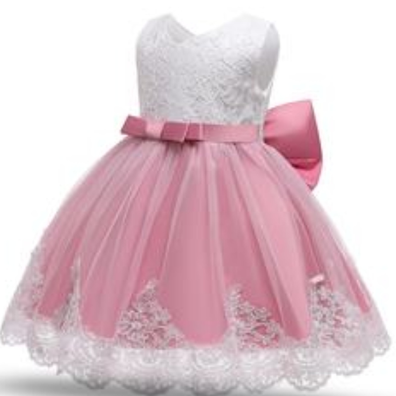 Baby flickor fluffig båge knut prinsessan klänning småbarn barn födelsedag tyll tyger parti vestidos barn casual kläder slitage