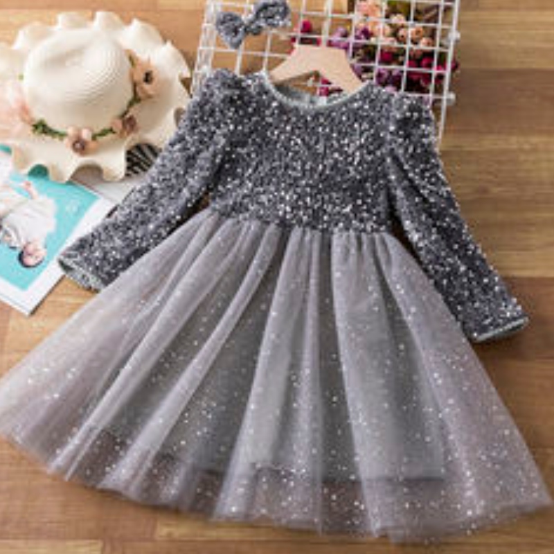 Girls Party Fluffy Cake Smash Dress Spring Long Sleeve Formal Evening Princess Costume