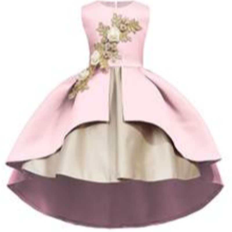 Hot Selling Satin Party Kids Flower Long Tray Dress