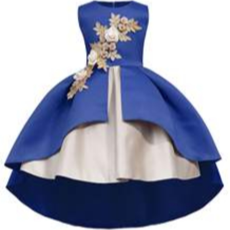 Hot Selling Satin Party Kids Flower Long Tray Dress