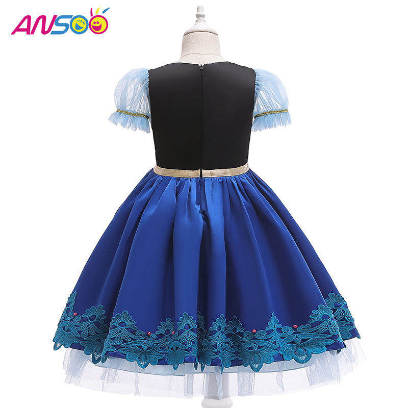 ANSOO Kids Girls Princess Queen Elsa Anna Halloween Cosplay Costume Fancy Dress kjol