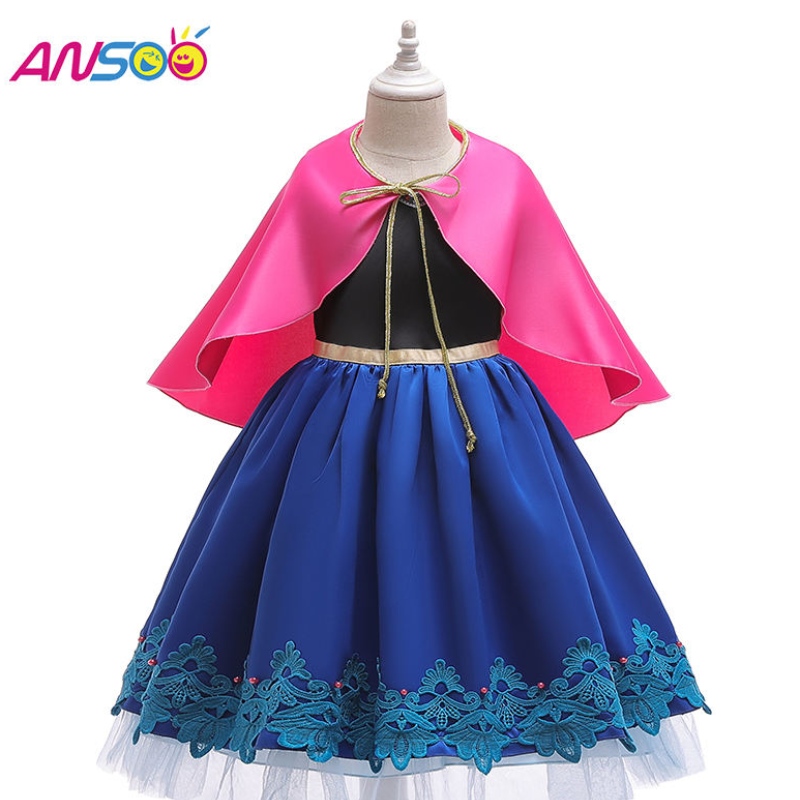 ANSOO Kids Girls Princess Queen Elsa Anna Halloween Cosplay Costume Fancy Dress kjol