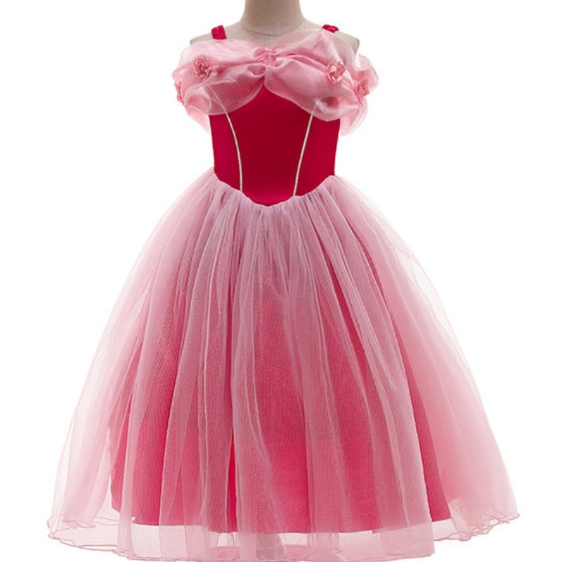 Sleeping Beauty Costume For Girls Off Shoulder Summer Aurora Dress Child Fairy Mesh Tutu frock Halloween Princess Cosplay