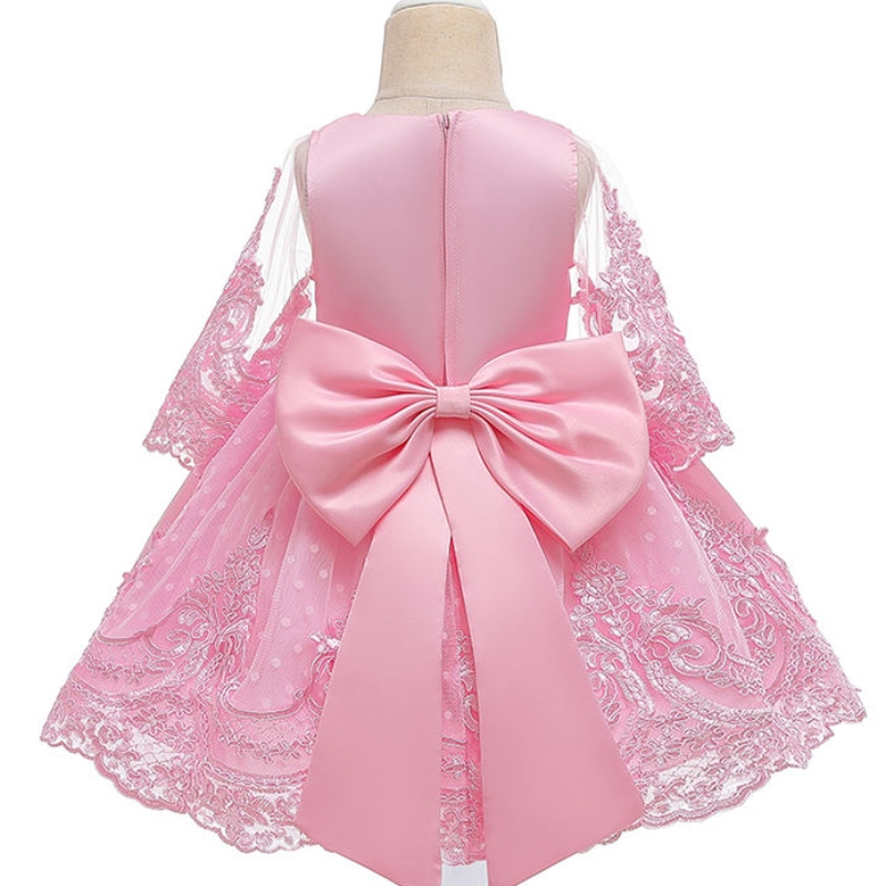 ANSOO 2022 NY STIL SOMER LITTLE GIRLS PRINCESS STELESS LONG LACE BACK Big Bow Puff Party Dress Costume i 2-13 år tjej