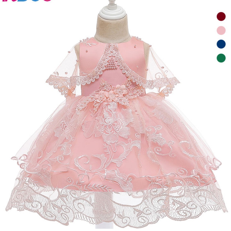 Ansoo barn ärmlösa rosa fest barnflicka klänning bomull elegant prinsessa klänning för flicka 2-10 år tutu bröllopsklänningar för flicka