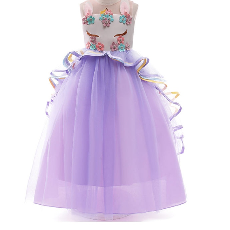ANSOO Girls Unicorn Dress Applique Party Cosplay Summer Halloween Fancy Weeding Pink Unicorn Dress for 2-13 Yires