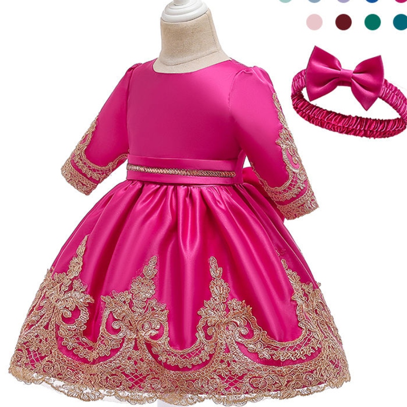 ANSOO 11Color High Quality Baby Clothes Exclusive New Style Lace Dress Princess Dress With Headdress Satin Party Dress for Girls