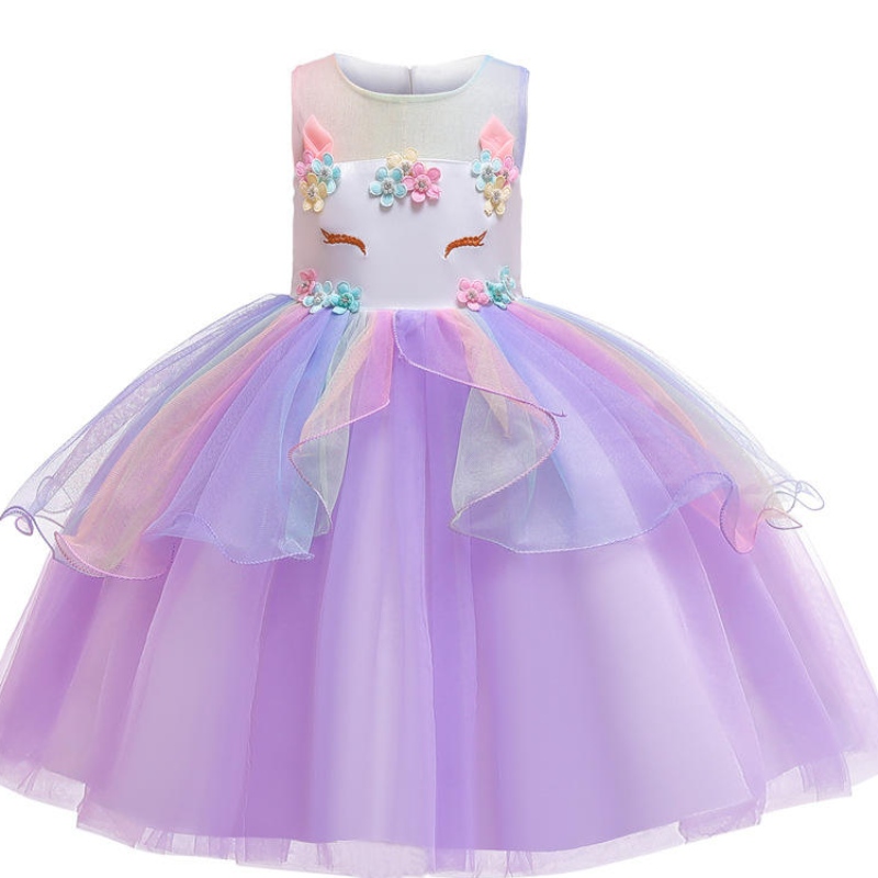 Performance Wear Unicorn Dress Up Clothes For Little Girls Rainbow Unicorn Tutu Dress Costume With Headband Födelsedagspresent