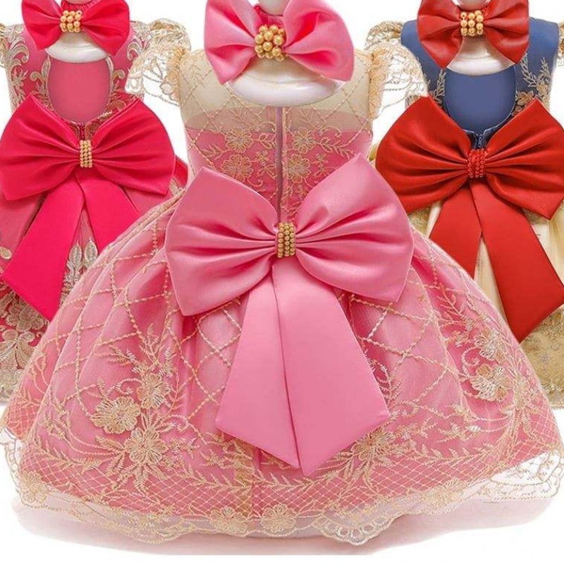 Baige Factory Wholesale Luxury Spets Backless Ball Gown Wedding Party Birthday Dress for Kids