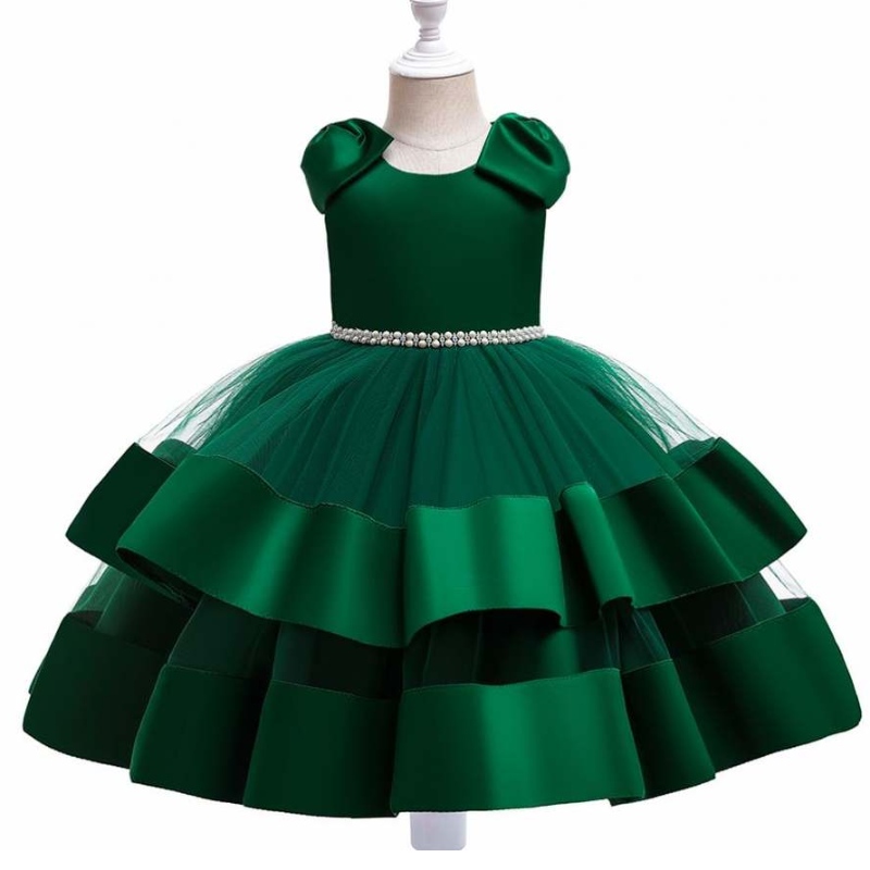 Baige Summer Kids Wedding Dress Boutique Baby Girls Wear Dress Designs With Shoulder Bow