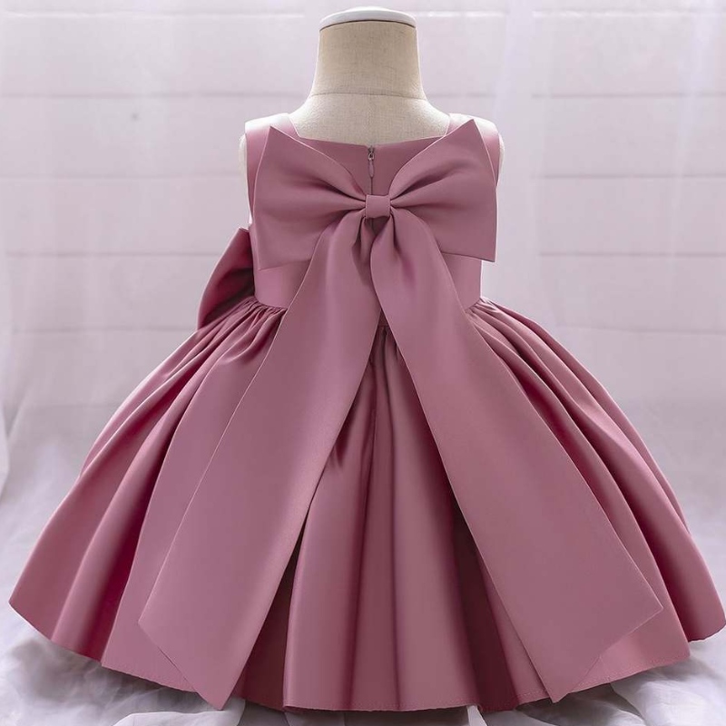 Baige Bowknot Little Girl Princess Dress Western Style Sleeveless One Year Old Flower Girl Birthday Party Dress