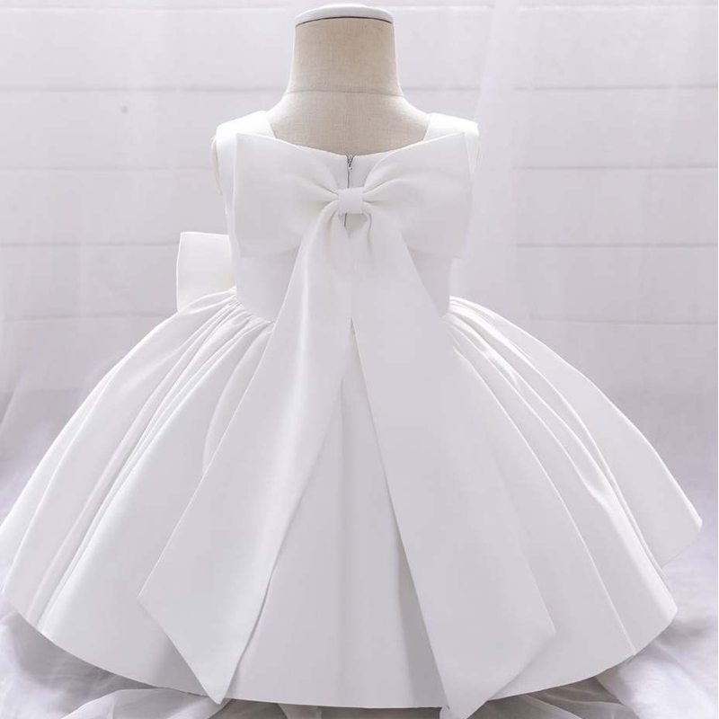 Baige Bowknot Little Girl Princess Dress Western Style Sleeveless One Year Old Flower Girl Birthday Party Dress