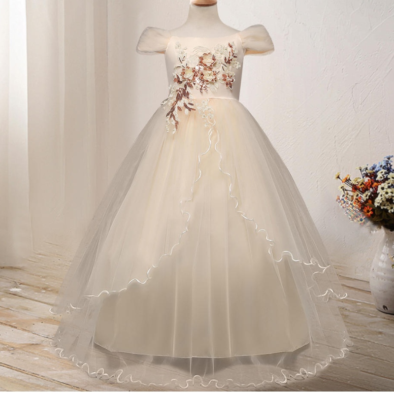 Winter Christmas Party Elegant Dress Evening Ball Gown Kids Princess First Communion Klänning tonåring klänningnyårsflickor kostym