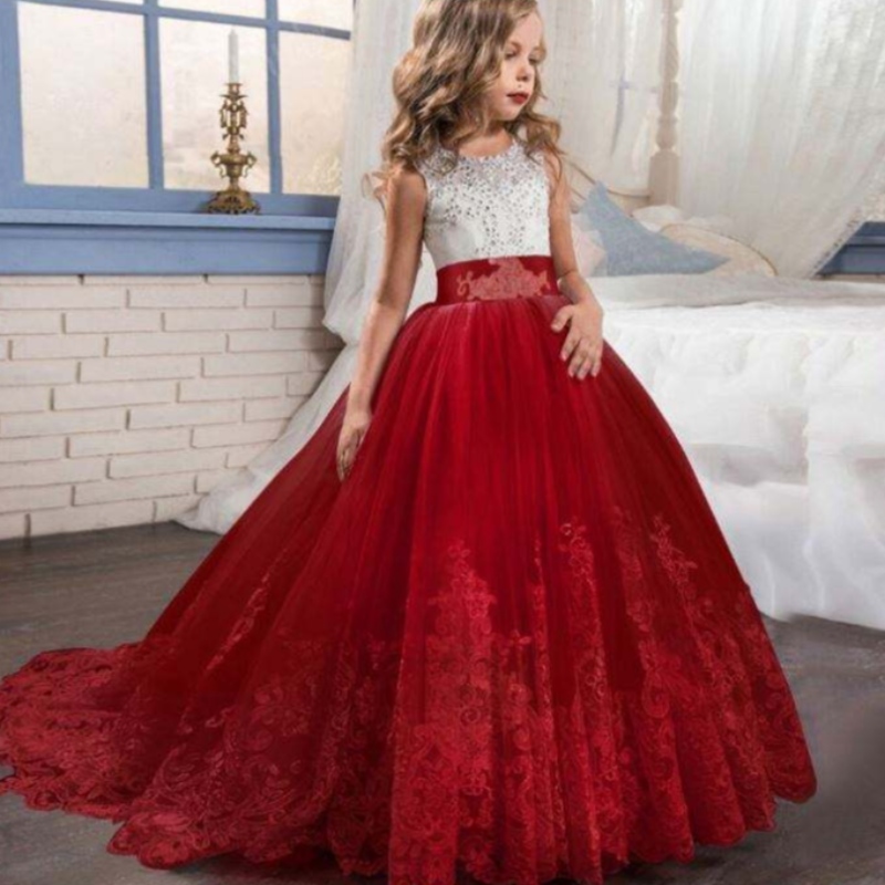 Baigenew Design Premium Flower Girl Dresses Patterns Baby Girls Wedding Party Wear for Kids