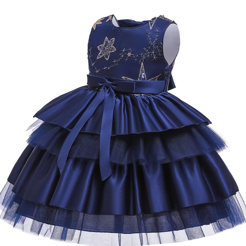 Baige Luxury Princess ärmlös klänning Kids Evening Ball Gown Fancy Birthday Party Prom Compude