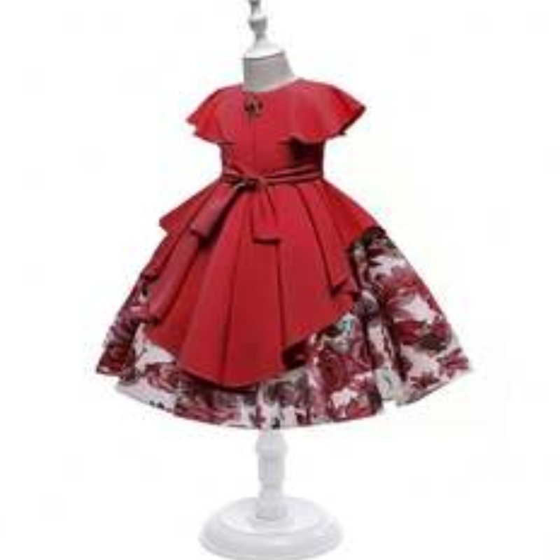 In-Stock baby pärlor satin flicka klänning barn frock design barn cny plagg