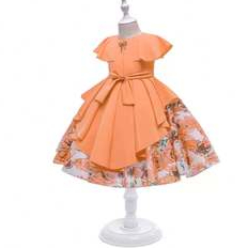 In-Stock baby pärlor satin flicka klänning barn frock design barn cny plagg