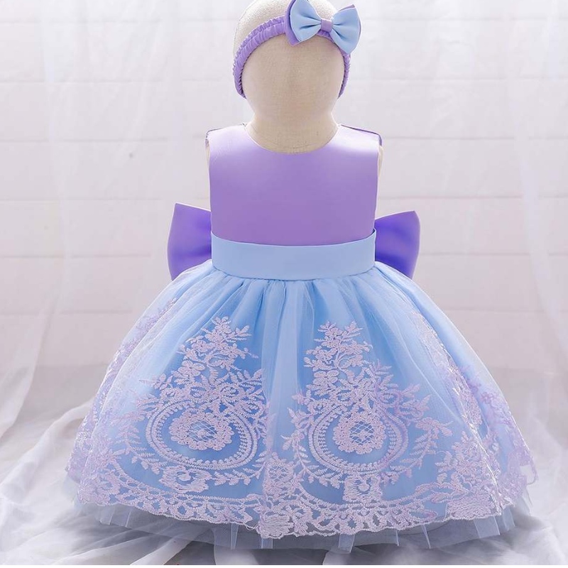 Baige New Fashion Girls Princess Wedding Party Ball Gown Kids Party Dress med Big Bow