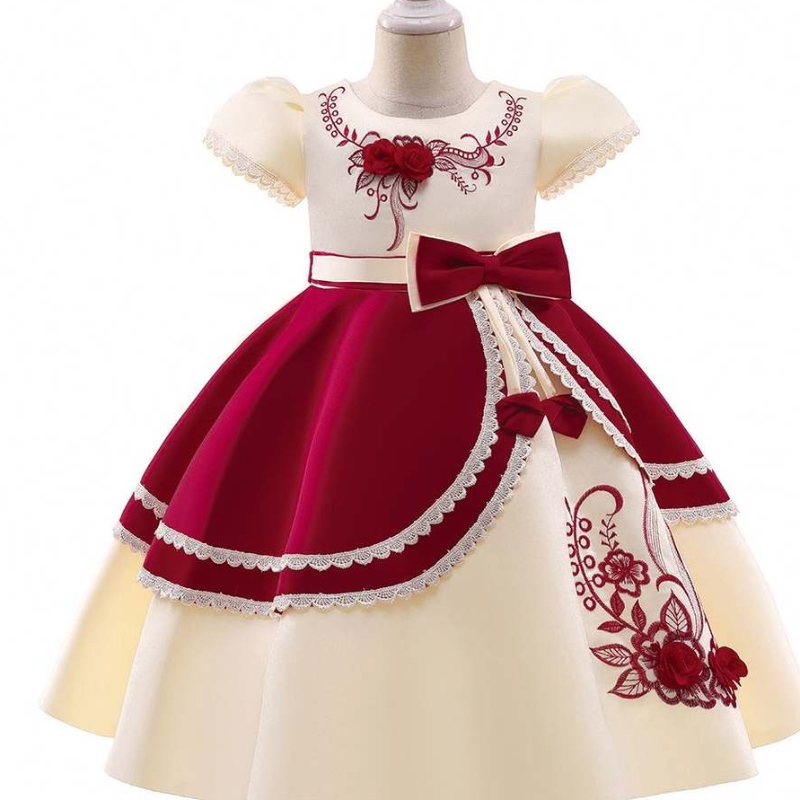 Baige European Style Girl Wedding Dress for Kids Lovely Birthday Party Dresses 3-10 år gamla