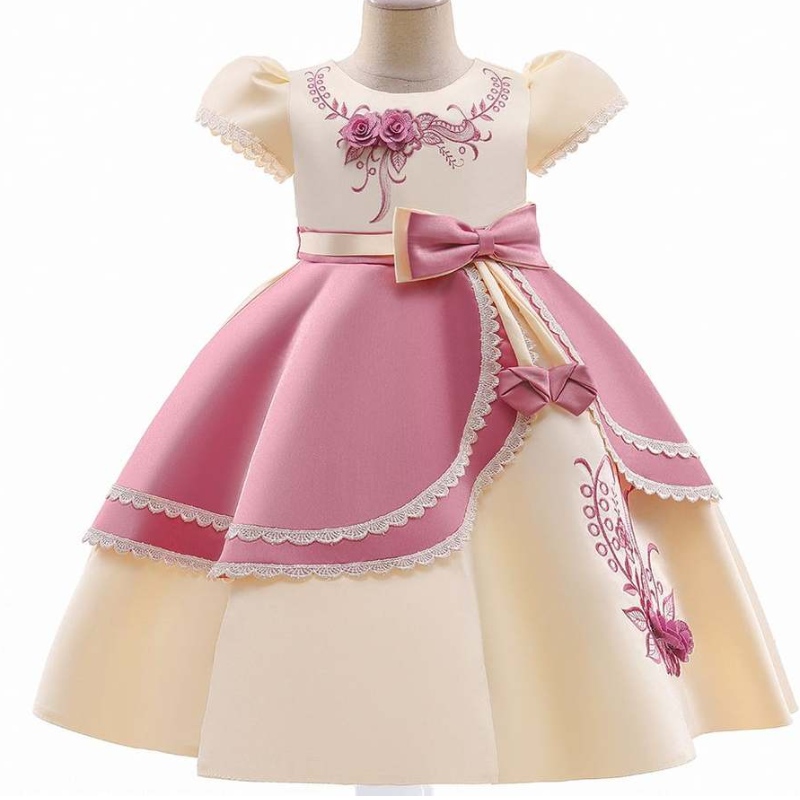 Baige European Style Girl Wedding Dress for Kids Lovely Birthday Party Dresses 3-10 år gamla