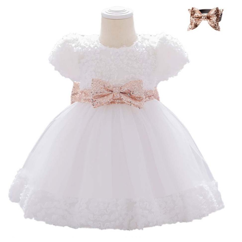 Baige Garment Girls Party Dress Baby Frock Design Princess Födelsedagsflickaklänningar