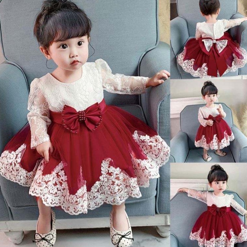 Baige New Lace Baby Girl Fairy Dresses Lovely Flower Girl Formal Wedding Birthday Party Dress For 0-3 års slitage